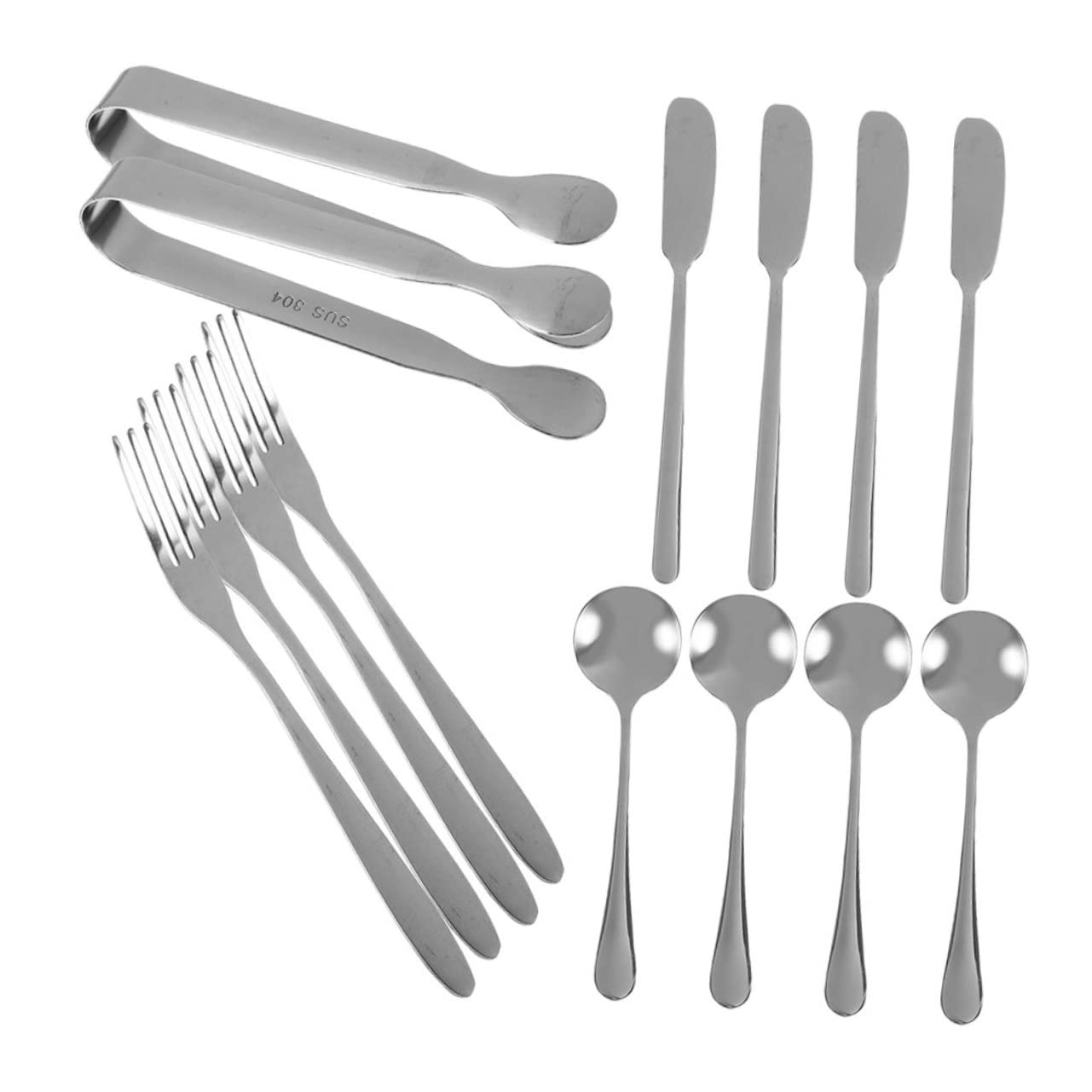 NAMOARLY 14pc Stainless Steel Cheese Butter Knife Fork Spatula Set Multi-function Cheese Serving Tools for Restaurant