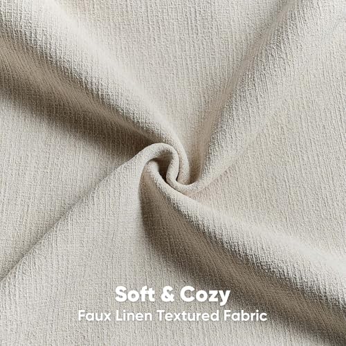 FUTEI Beige Chenille Decorative Throw Pillow Covers 22x22 Inch Set of 2,Soft Cozy Faux Linen Textured Cushion Case,Farmhouse Home Decor for Couch Living Room