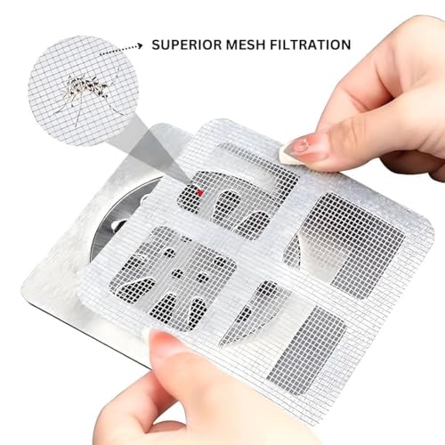 Image of Brush Sink Stopper (20 Pcs) Disposable Shower Cover Hair Catcher Shower Drain Mesh Stickers, Bathroom, Laundry, Bathtub, Kitchen Sower Drain Floor Sinks Dusting Wand for Sugar (Silver)