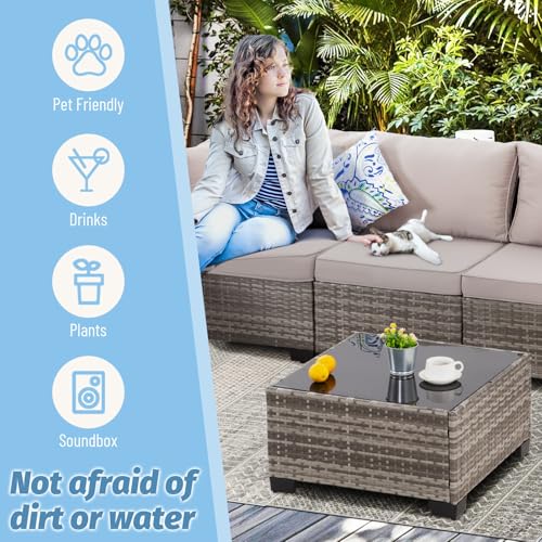 Hydragarden FRS-A2001NYGY 7 Pieces Outdoor Sectional Sofa Sets Rattan Wicker Patio Conversation Sets All Weather Patio Furniture Sets thumb #5