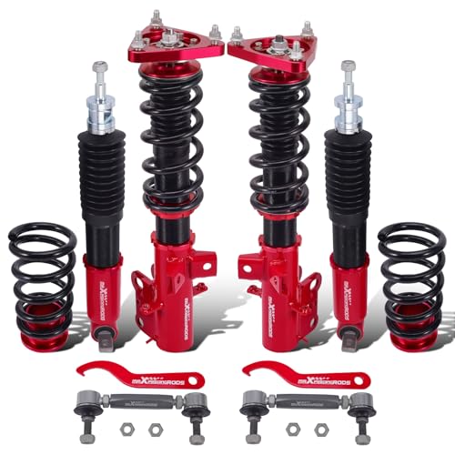 maXpeedingrods Coilovers for Ford Mustang S550 2015-2023, Height Adjustable Coil-overs Suspension Kit, Preset Damping Shock Absorber Struts, Lowering Kit Red