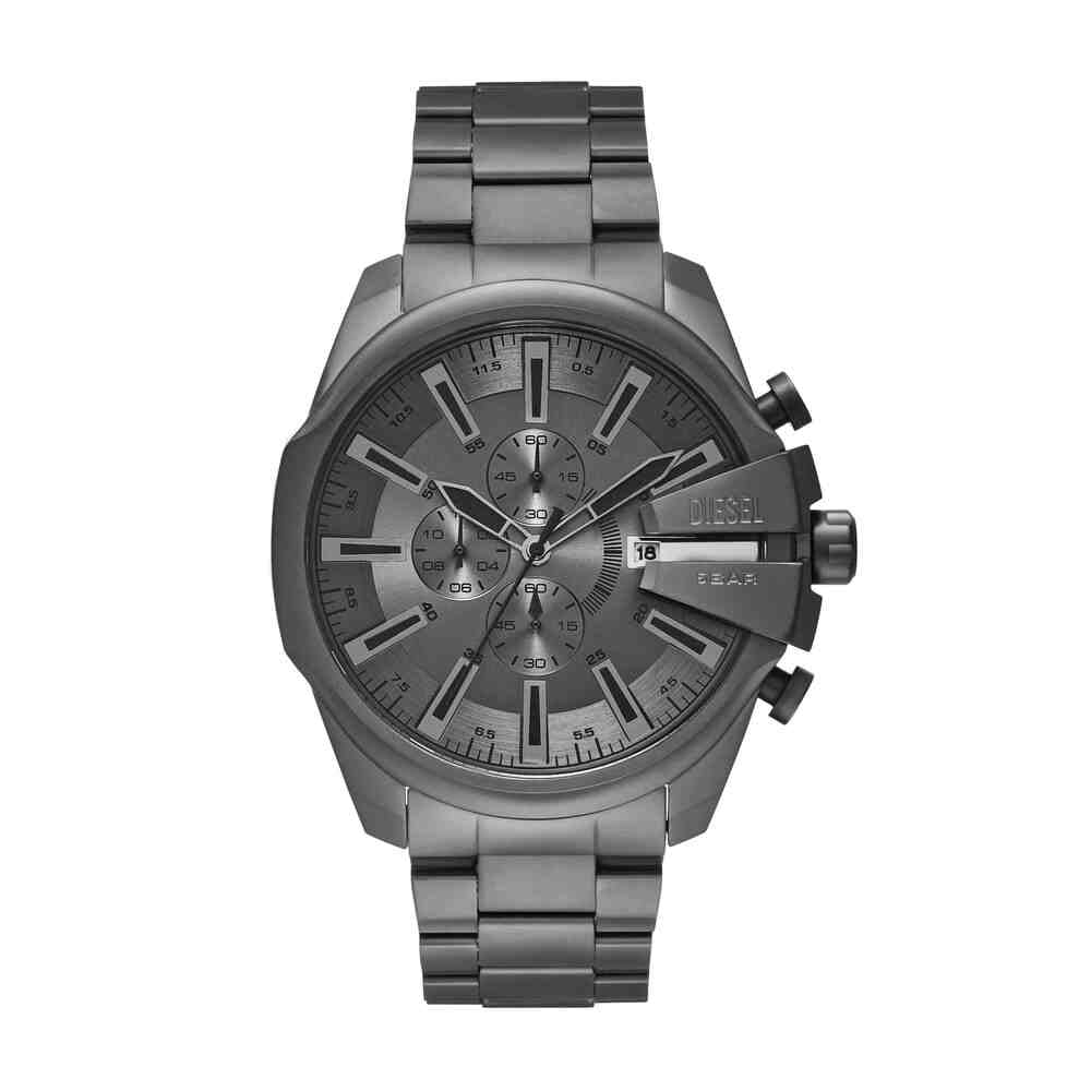 Diesel Mega Chief Slim Watch for Men, Chronograph Movement with Stainless Steel or Leather Strap