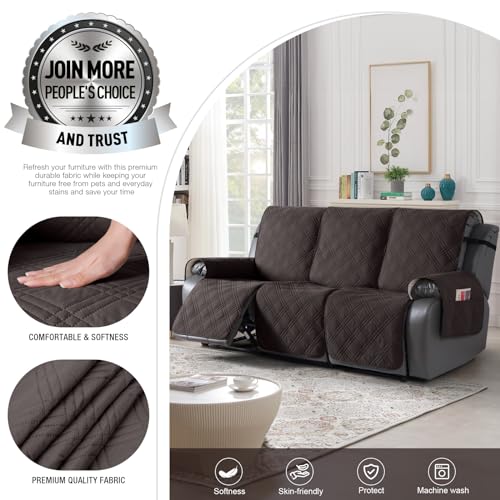 Image of TAOCOCO 100% Waterproof Recliner Sofa Covers 3 Seater, Split Couch Covers for Reclining Couches for Kids Pets, Non Slip Reclining Couch Covers Furniture Protector with Straps(3 Seater, Coffee)