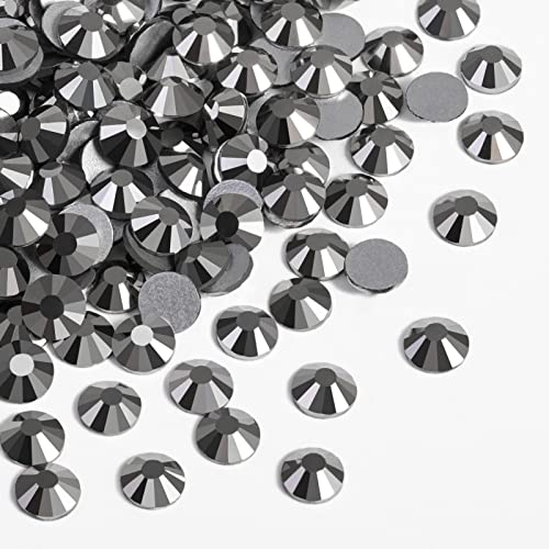 Image of Beadsland Flat Back Crystal Rhinestones, Hematite, SS30, 576pcs | Flatback Glass Gems, 6.3-6.5mm, for Nail Art Craft, Glue Fix