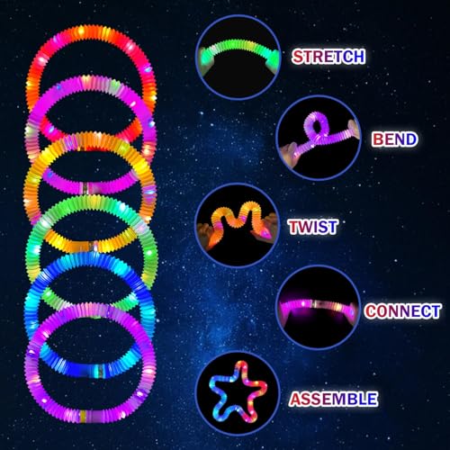 Image of Glow Sticks Party Favors Supplies 18-72 PCS, Camping Essentials for Kids | Light Up Pop Tubes Necklace ＆ Bracelets Accessories for Summer, Halloween Goodie Treat Gift Bag Stuffers for Birthday Wedding