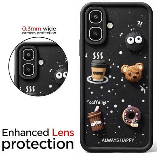 Image of Bintage Cute Fun Taddy Cartoon 3D Ball Bear Milk Cake Coffee Silicon Case Full Body & Camera Protection Back Cover Compatible for INFINIX SMART 10 - Black