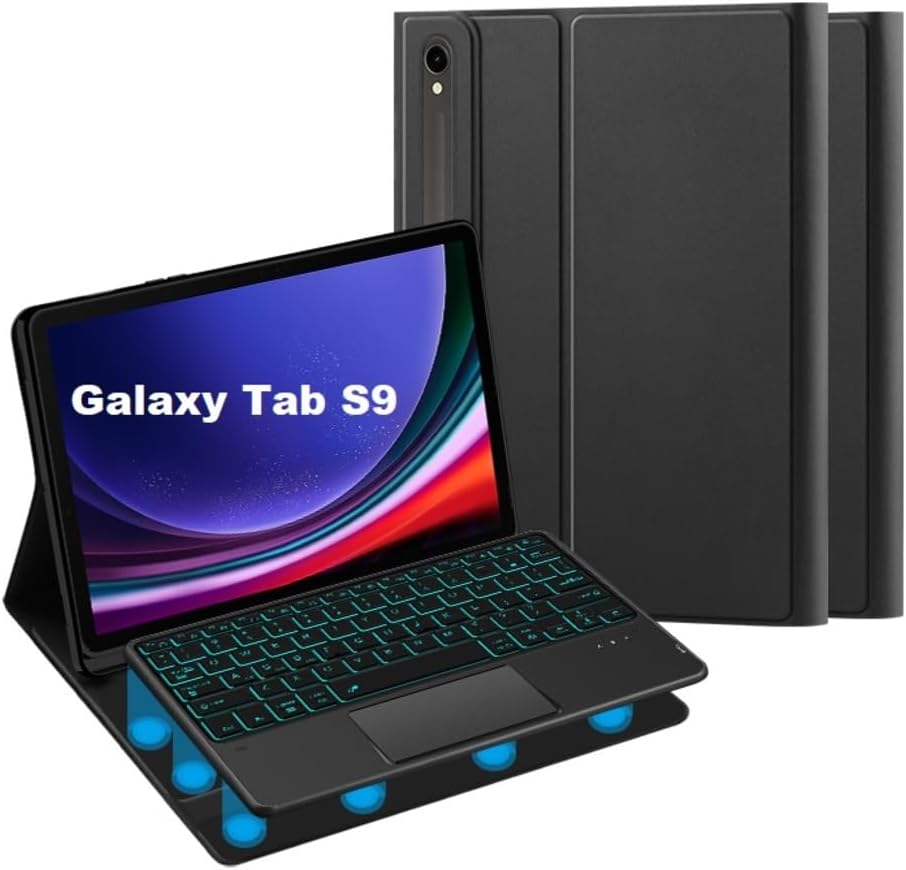 Zubitech Keyboard Case for Samsung Galaxy Tab S9 11 Inch 2023, Backlit Magnetically Detachable Bluetooth Keyboard with Touchpad and Pen Holder Slot, (SM-X710, SM-X716B)