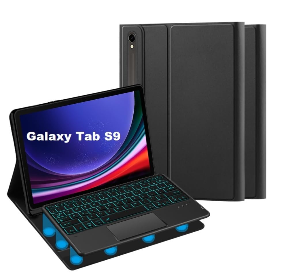 Zubitech Keyboard Case for Samsung Galaxy Tab S9 11 Inch 2023, Backlit Magnetically Detachable Bluetooth Keyboard with Touchpad and Pen Holder Slot, (SM-X710, SM-X716B)