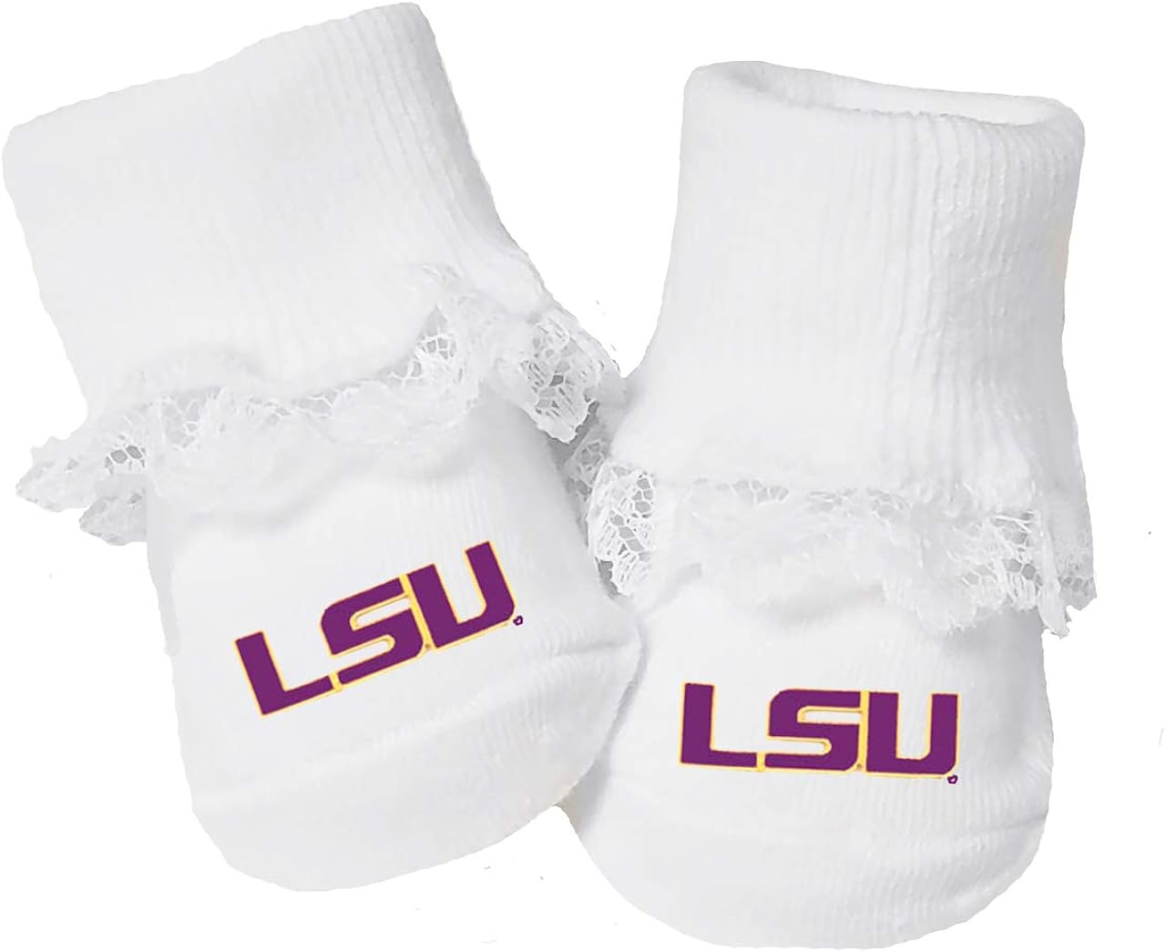 Future Tailgater LSU Tigers Baby Toe Booties with Lace: Bootie, 0-9 months : Sports & Outdoors