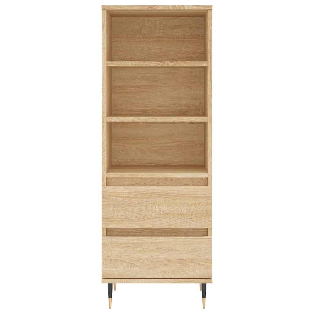 vidaXL Buffet Haut, Armoire avec 3 Compartiments et 2 Tiroirs, Meuble de Rangement avec Pieds Salle de Séjour, Industriel, Chêne Sonoma Bois d'Ingénierie