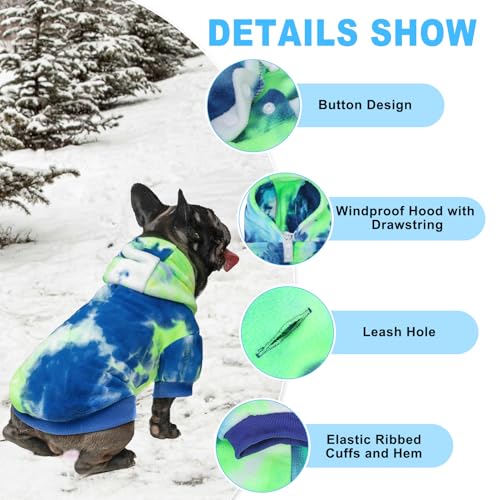 Image of BEAUTYZOO Tie Dye Dog Hoodie Sweaters for Small Medium Size Dogs Girls Boys- Premium Quality, Ultra Soft, Superior Comfort Fit,Breathable Fleece Hooded Sweatshirt- Cold Weather Pet Clothes Winter Coat