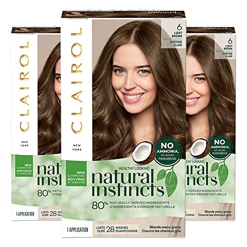 Clairol Natural Instincts Semi-Permanent, 6 Light Brown, Pack of 3