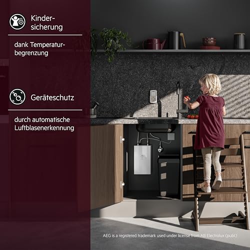 AEG DDLE 230769 Electronic Compact Instantaneous Water Heater FB 11/13 kW with Remote Control for the Kitchen, Made in Germany, Fixed Connection 400 V, Solar-safe, Under-Sink Mounting, VDE Tested