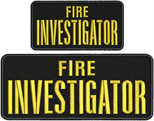 Fire Investigator Patch Set Hook Back Gold Letters 4x10 and 3x6 inches