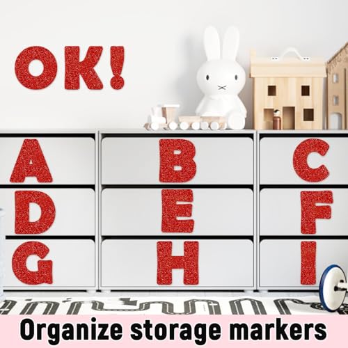 Image of Qyeahkj 150 PCS Large 6 inch Font Red Letters and Punctuation Set Glitter Classroom Alphabet Cutout for Valentines Bulletin Board Display Home School A Great Helper to Inspire Students' Learning Interest