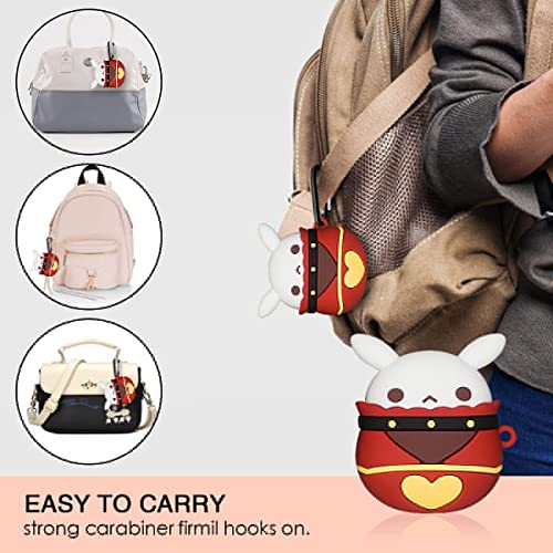 Alquar Genshin Impact Case For Airpods 2&1, 6 In 1 Silicone Airpods Accessories Protective Cover, 3D Cute Kawaii Klee Game Anime Cartoon Character Skin For Women Girls Kids With Keychain(Jumpy Dumpty) #TOP5