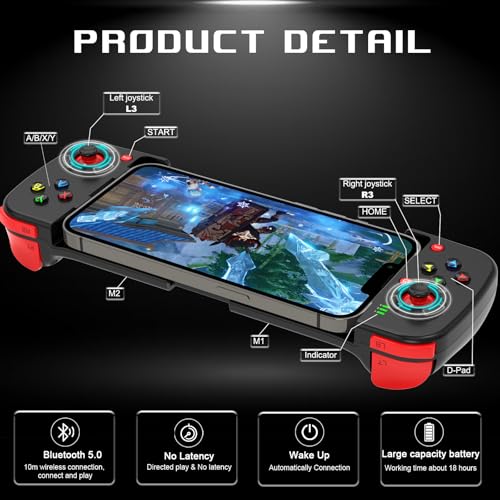 Controlador de juego inalámbrico para iPhone/Android/PC, Arvin Bluetooth Mobile Gamepad Joystick para iPhone 14/13/12/11, Samsung, Xiaomi, Huawei,con botón programable M1/M2 - Juego directo - imagen 6