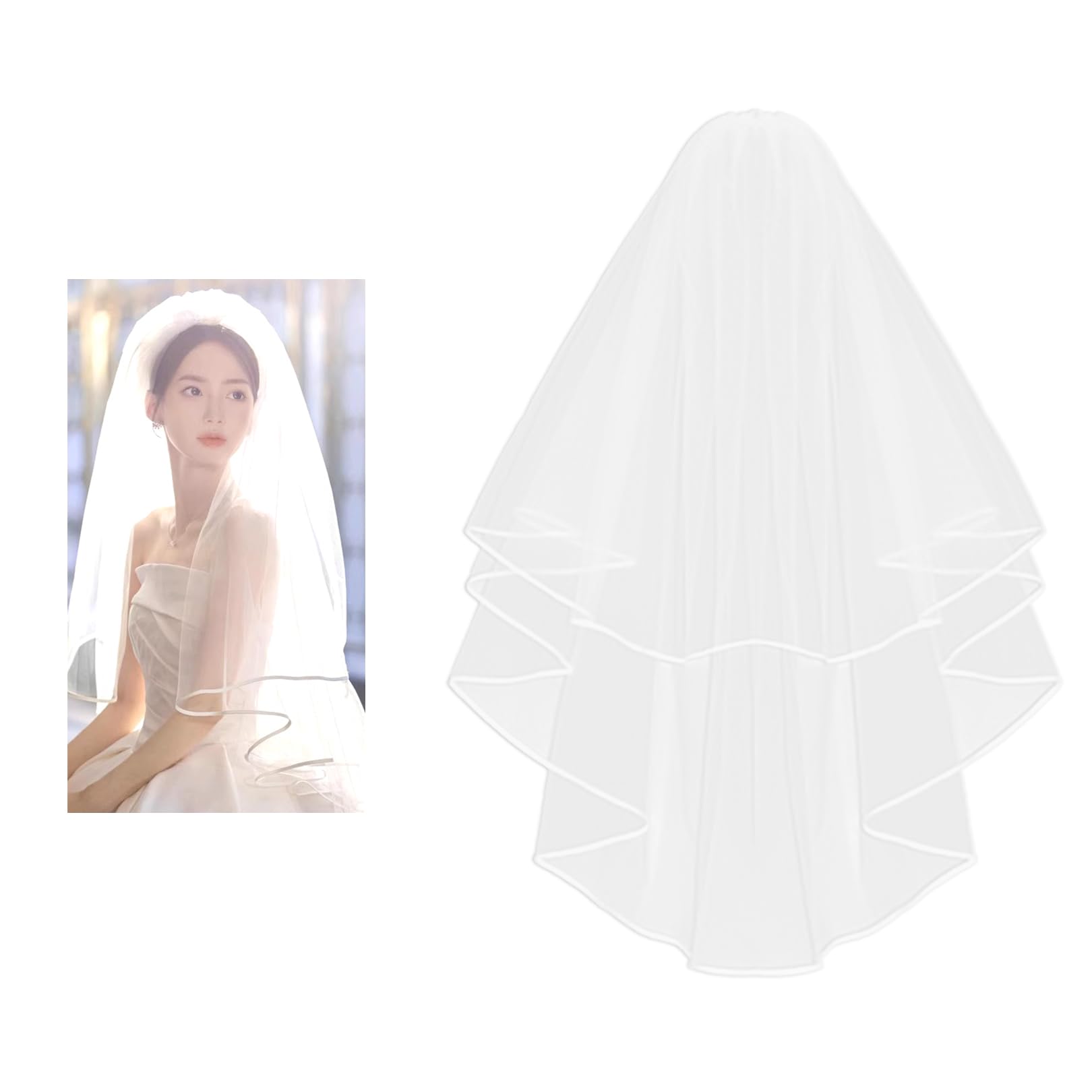 Jezioro Wedding Veil,White Bride Veil,Bridal Costume Accessories,Hen Party Dress Veils,Women Dresses Vale,Brides Fancy Lace Headband,Tulle Net Headpieces,Prom Costumes Accessor