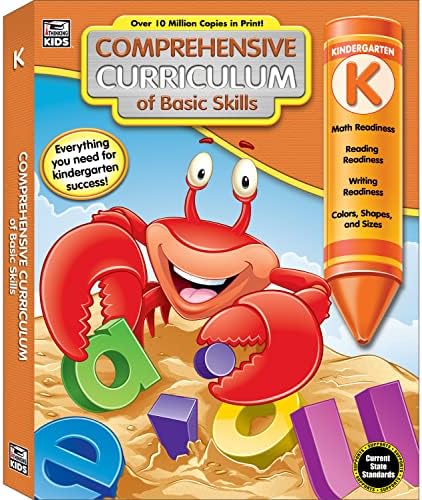 Comprehensive Curriculum of Basic Skills Kindergarten Workbook, Math, Reading, Writing, Alphabet, Colors, Shapes, Patterns, Time, Money, Classroom or Homeschool Kindergarten Curriculum