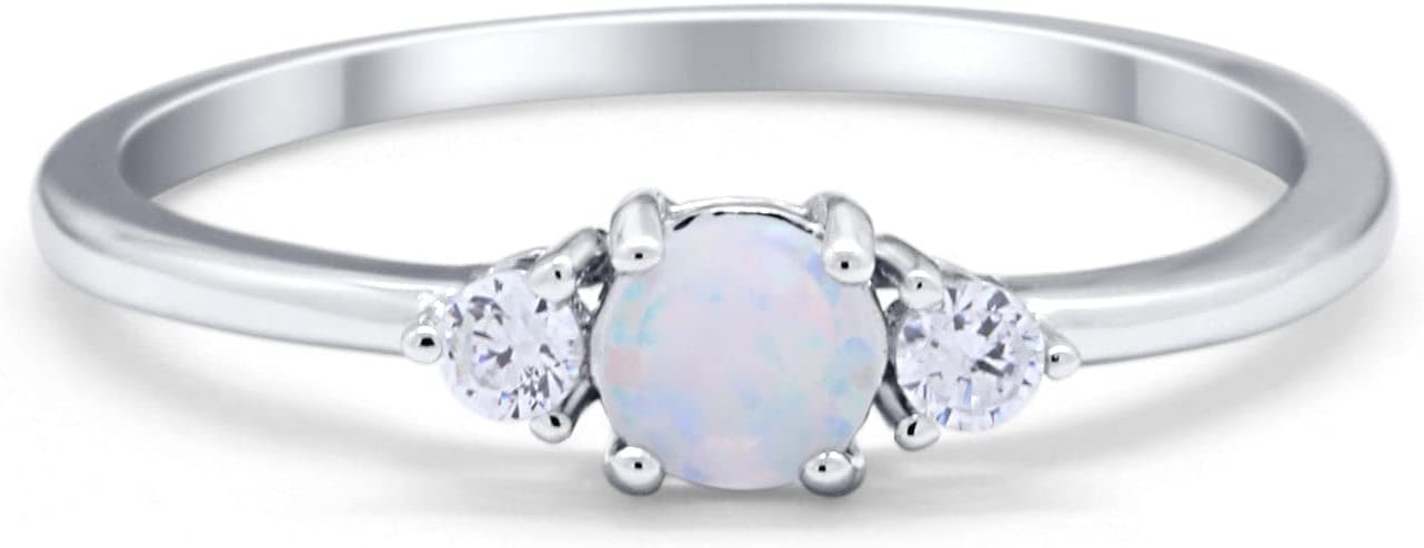 Blue Apple Co. Three Stone Wedding Engagement Ring Round Simulated Cubic Zirconia 925 Sterling Silver