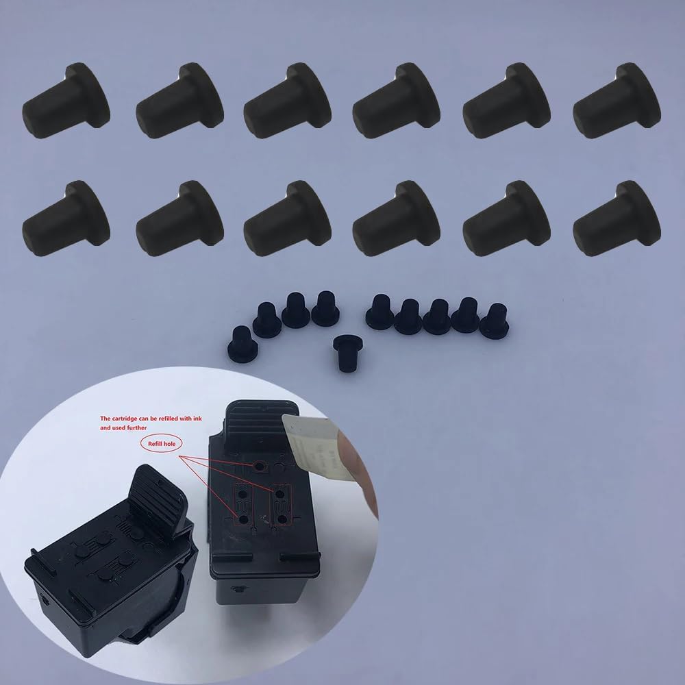 100 Pack Ink Cartridge Rubber Plug Stopper Replacement 1/16" 2mm Black Solid Silicone Sealing Hole Cover Plugs for HP 803 803XL 680 802 62 63 Ink Cartridges Deskjet Officejet Printer