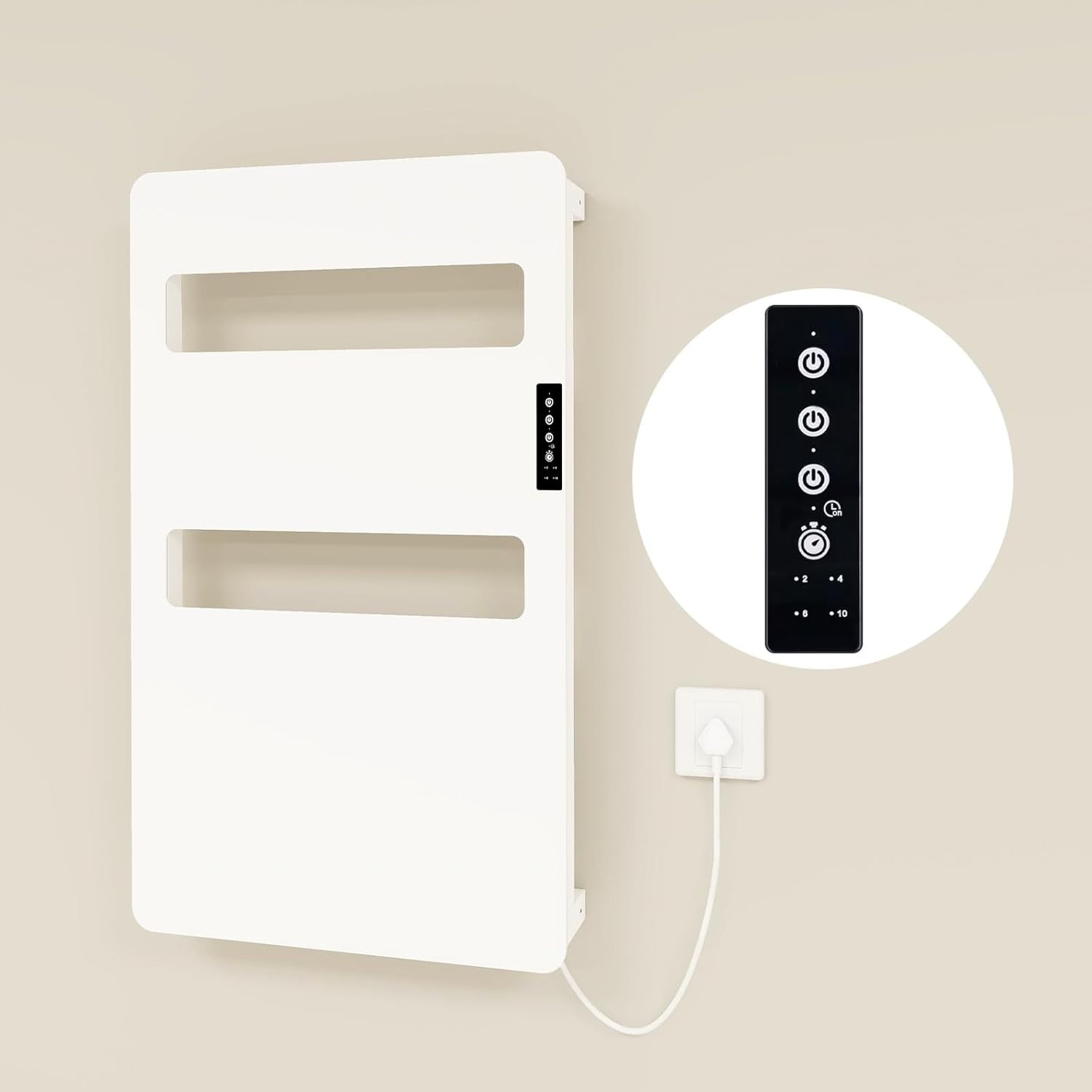 Heated Towel Rack for Bathroom with Timer Wall Mounted, Electric Towel Warmer, Zoned Heating & Zoned Timing, Space Aluminum, Quick Heating, Plug-in/Hardwired- 35.4 x18 in