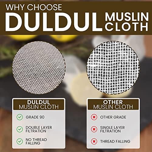 Duldul Muslin Cloths for Cooking, Unbleached 90 Grade 100% Cotton Reusable and Washable Cheese Cloths for Straining Pack of 3 (40x50cm)