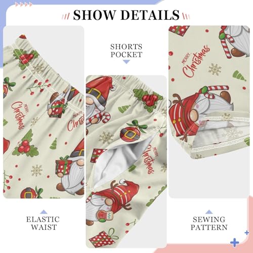 Merry Christmas Gnome Berry Boys Long Pants Soft Trousers Elastic Waist Kids Lounge Bottoms with Pockets S-XL4