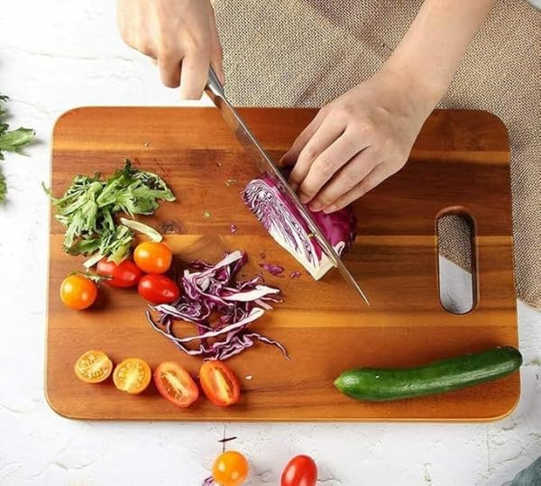 Image of Wooden Chopping Board for Kitchen | Multipurpose Cutting Board, For Fruits, Vegetables, Bread, Food Preparation