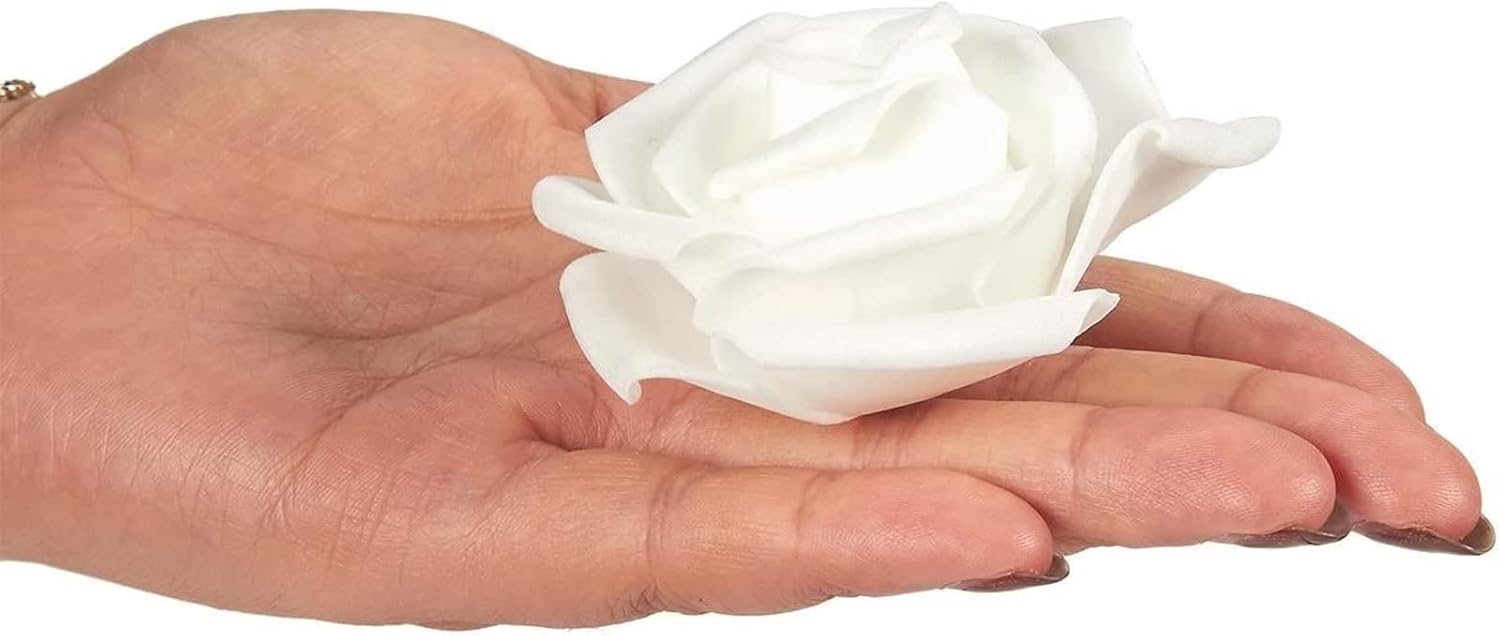 Stemless Artificial Rose Flower Heads for Weddings, Decor, DIY (3 in, White, 100 Pack) : Home & Kitchen