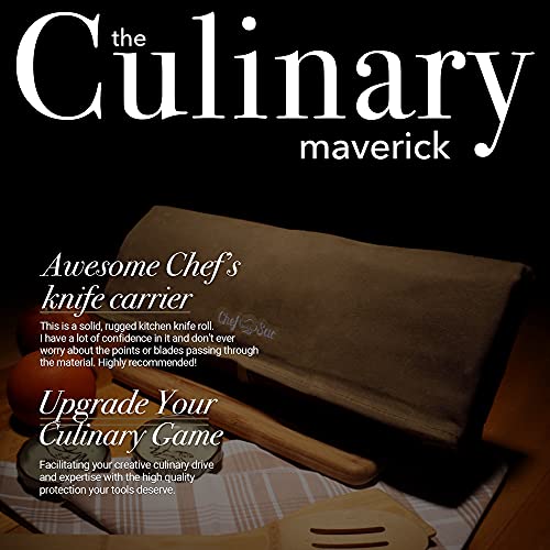 Chef Knife Waxed Canvas Knife Roll Bag| 8 Pockets For Knives & Kitchen Utensils Waterproof Material | Great Gift For Executive Chefs & Culinary Students (Light Brown) #TOP4