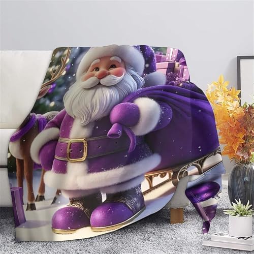 Plaid Père Noël 3D couverture microfibre chaude pour des fêtes chaleureuses - 7
