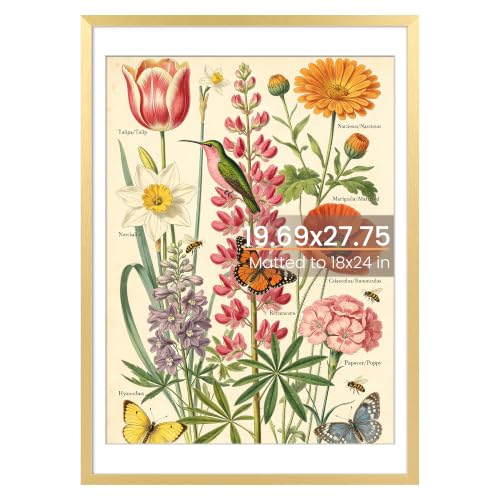 Image of upsimples 19.7x27.6 Puzzle Frame, Display 18x24in with Mat or 50x70cm Without, Wall Hanging 1000 Pieces Puzzles Frames, Gold, 1 Pack