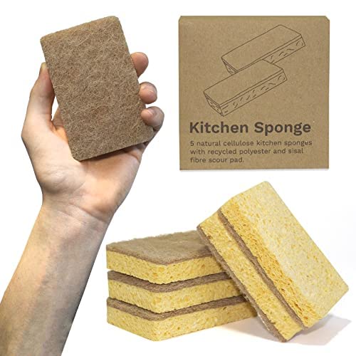Vove | Earth-Friendly Kitchen Sponges | 100% Natural | 12 Pack | Long-Lasting | Versatile Cleaning | Plastic Free | Washing up Sponge | Cellulose | Non-Scratch Scrubber