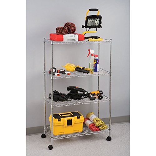 Seville Classics 4-Tier Steel Wire Shelving with Wheels, 30
