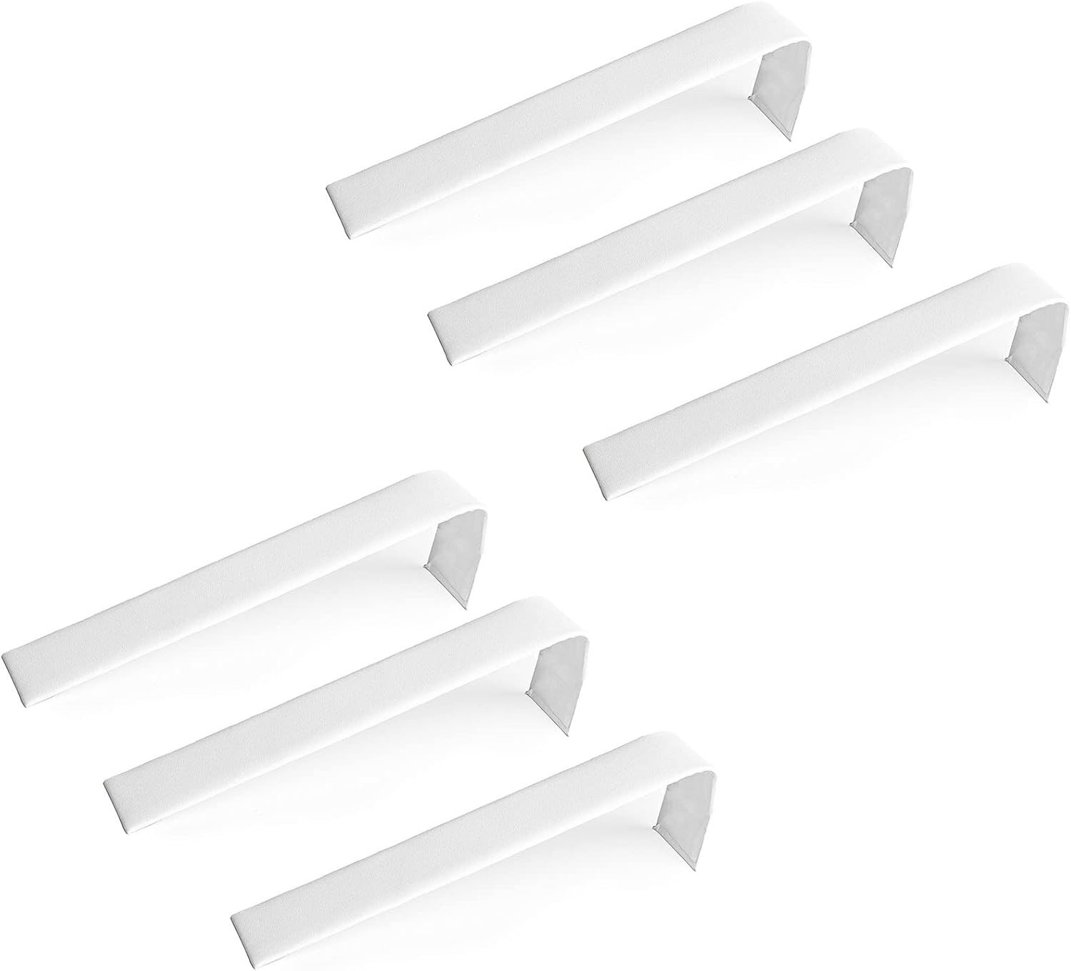 Novel Box 6 Pack Bracelet/Watch Ramp White Leatherette 2x8.25x2 Inches - Slim and Sleek Ramps for Jewelry Display - Bracelet Holder Organizer Stand for Wedding, Selling & Personal Use