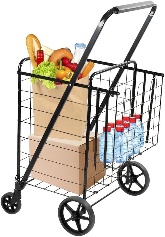 FLOYINM Rolling Utility Shopping Cart for Groceries and Other Supplies carros de la compra cuatro ruedas
