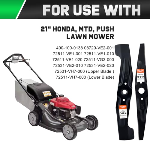 Image of Grasscool HRR2169VKA HRN216 Honda Lawn Mower Mulching Blades Replacement | Fit HRR216 HRR2169VYA HRR216VKA HRR216k10VKAA HRR216k9VKAA HRX217 HRN216VKAA 21 inch Walk-Behind,72531-VH7-000 72511-VH7-000