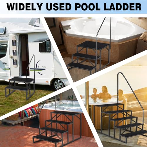 Escalera de 5 pasos con barandilla lateral para uso exterior miniatura 6