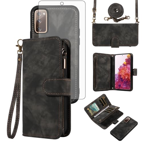 Étui Samsung Galaxy S20 FE 5G Asuwish avec fermeture éclair et porte-cartes