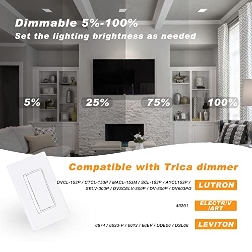 Leelike 12 Pack 6 inch 12W Dimmable Square LED Can Light Retrofit with Junction Box, 960lm/CRI85 Ultra Thin LED Downlight 5CCT 2700K-5500K Adjustable with a Simple Switch IC Rated,ETL Certified - Image 5