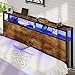 DICTAC Bett 90x200cm mit LED Beleuchtung, Metallbett mit Steckdose und USB-Ladefunktion, Bettgestell 90x200 Einzelbett mit Holzkopfteil Stauraum, Bettrahmen mit Lattenrost und Stauraum unter dem Bett