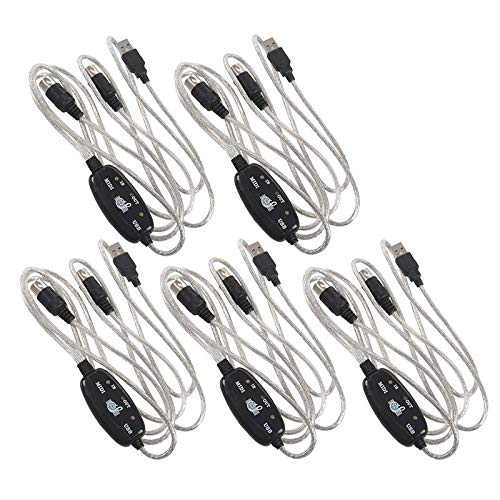 Guitar Parts 5Pcs 1.8M USB in-Out MIDI Cable Converter PC to Music Keyboard Adapter Cord Extension Cable Music Line - (Color: Black)