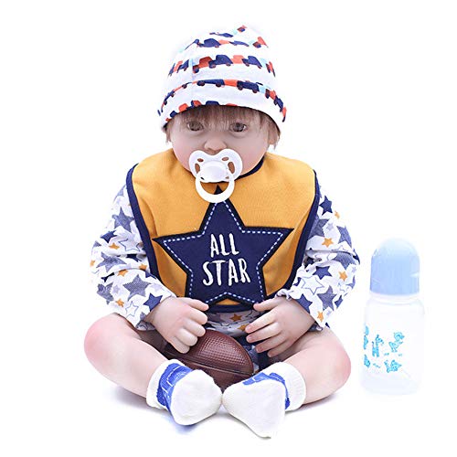 OTARDDOLL Réincarné Poupée 19'' Réaliste Football Bébé Jouet Cadeau Poupée De Collection,Membres en Silicone + Corps en Coton Cover