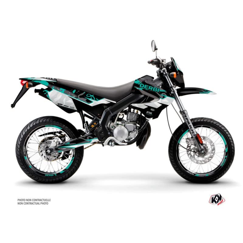 Kit déco 50cc avec housse de selle KUTVEK turquoise protection et grip Derbi Xrace
