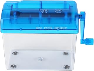 Dekaim Minipapershredder - Mini trituradora de corte de papel, trituradora de manivela portátil A6 para oficina, hogar, escuela, color azul