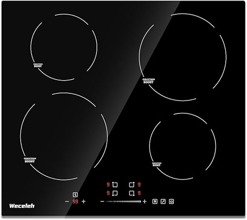Weceleh Placa de cocción de inducción 30 con 4 quemadores, estufa eléctrica de 7000 W, estufa de inducción integrada de 220-240 V, estufa eléctrica