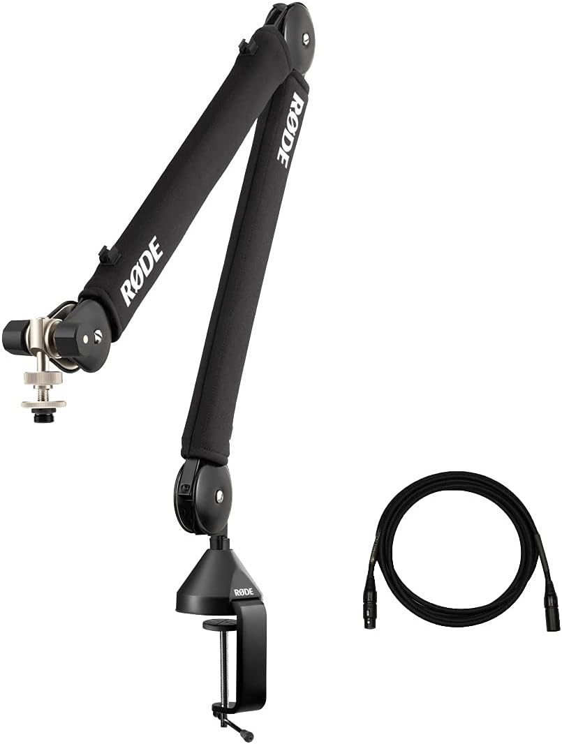 Rode PSA1+ Pro Studio Boom Arm for Podcasting and Streaming with Professional Grade XLR Cable and StreamEye Polishing Cloth