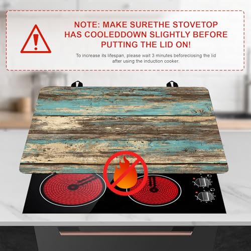 Image of Stove Top Cover for Home Decoration Kitchen Pad Washable Cooktop Covers Countertop Stove Protector Mat for Home Kitchen Cooktops (Blue wood, 30 inchx21 inch)