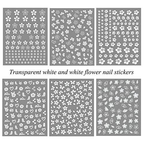 Ihukeit NS22613 Transparent White Flower Nail Art Decal Stickers thumb #4